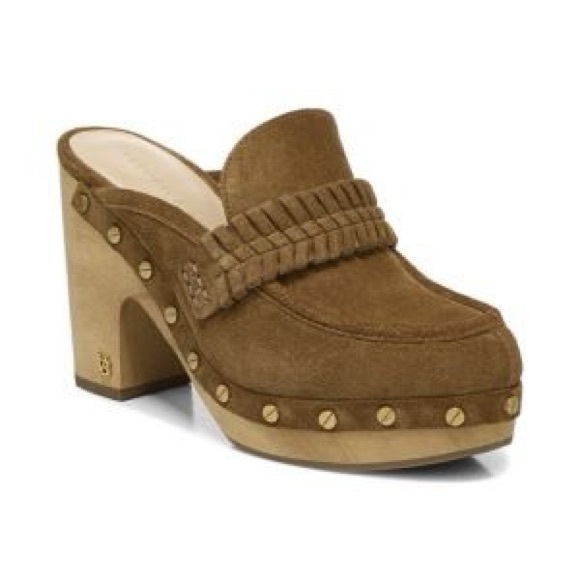 VERONICA BEARD DELIA SUEDE TAN BRAIDED CLOGS SIZE 8.5 - Picture 2 of 9